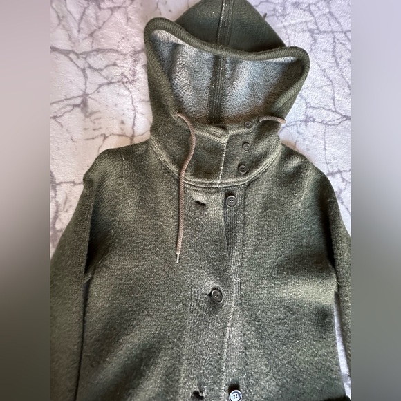 VTG Polo Jeans Co. Ralph Lauren Coat Small Wool Blend Hooded, Y2K, Olive Green - Picture 4 of 13